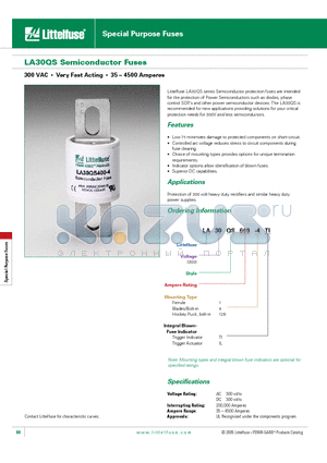 LA30QS1500-128IL datasheet - Special Purpose Fuses