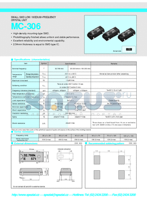 MC306 datasheet - SMALL SMD LOW / MEDIUM-FREQUENCY CRYSTAL UNIT