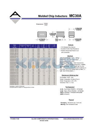 MC30A-101K-RC datasheet - Molded Chip Inductors