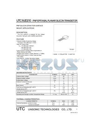 MJD210 datasheet - PNP SILICON DPAK FOR SURFACE MOUNT APPLICATIONS