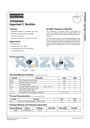 FFP08H60S_07 datasheet - Hyperfast 2 Rectifier