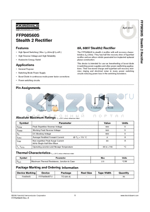 FFP08S60S datasheet - Stealth 2 Rectifier