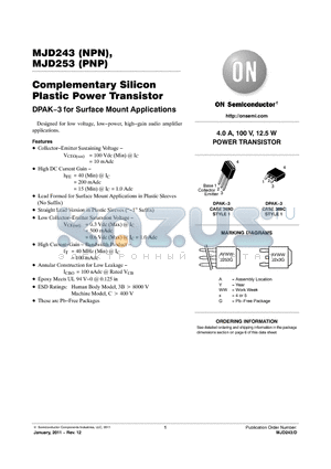 MJD243G datasheet - Complementary Silicon Plastic Power Transistor