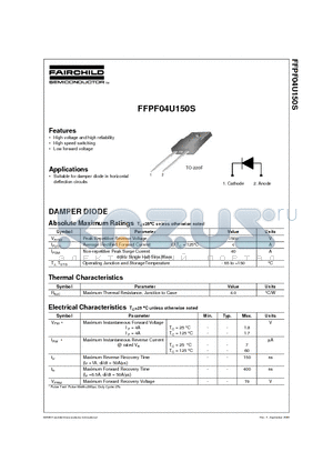 FFPF04U150S datasheet - DAMPER DIODE