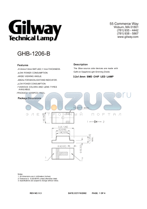 GHB-1206-B datasheet - 3.2x1.6mm SMD CHIP LED LAMP
