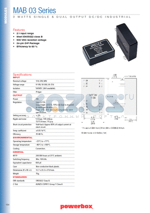 MAB03069 datasheet - 3 WATTS SINGLE & DUAL OUTPUT DC/DC INDUSTRIAL