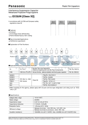 ECQU2A183MN datasheet - Plastic Film Capacitors