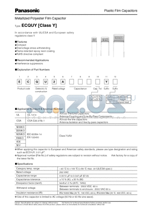 ECQU2A183MYY datasheet - Plastic Film Capacitors