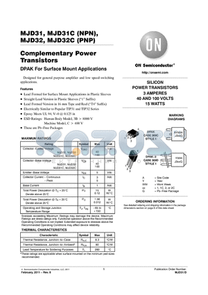 MJD31C datasheet - Complementary Power Transistors