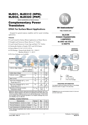 MJD31C1 datasheet - Complementary Power Transistors
