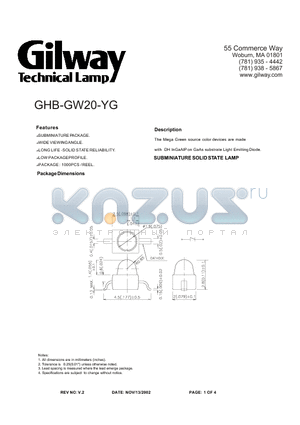 GHB-GW20-YG datasheet - SUBMINIATURE SOLID STATE LAMP