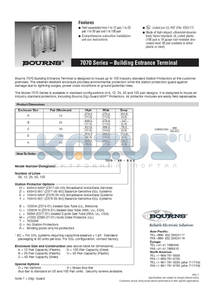 7070-03-BCO datasheet - Building Entrance Terminal