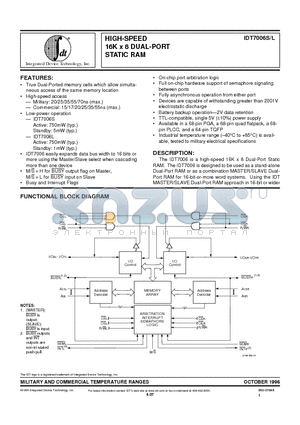 IDT7006L20PF datasheet - HIGH-SPEED 16K x 8 DUAL-PORT STATIC RAM