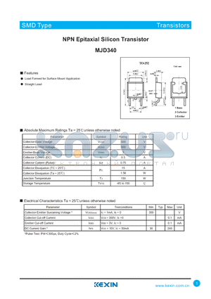MJD340 datasheet - NPN Epitaxial Silicon Transistor
