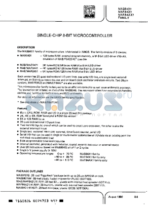 MAB84X1 datasheet - SINGLE-CHIP 8-BIT MICROCONTROLLER