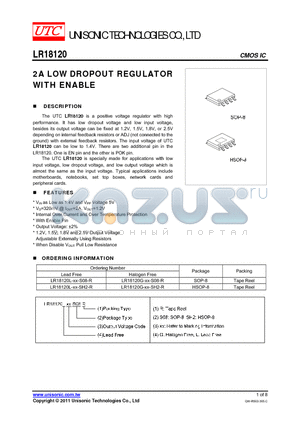 LR18120G-XX-SH2-R datasheet - 2A LOW DROPOUT REGULATOR WITH ENABLE
