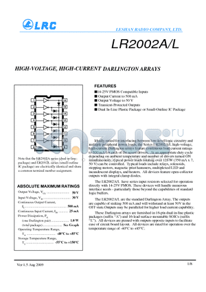 LR2002A datasheet - HIGH-VOLTAGE, HIGH-CURRENT DARLINGTON ARRAYS