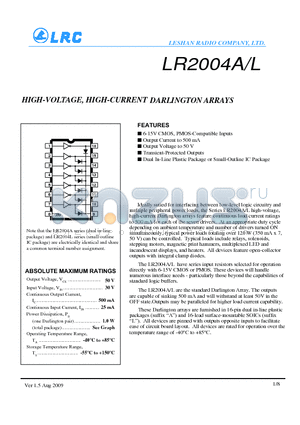 LR2004L datasheet - HIGH-VOLTAGE, HIGH-CURRENT DARLINGTON ARRAYS