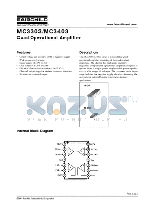 MC3303 datasheet - Quad Operational Amplifier