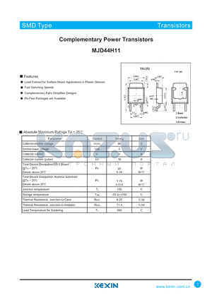 MJD44H11 datasheet - Complementary Power Transistors