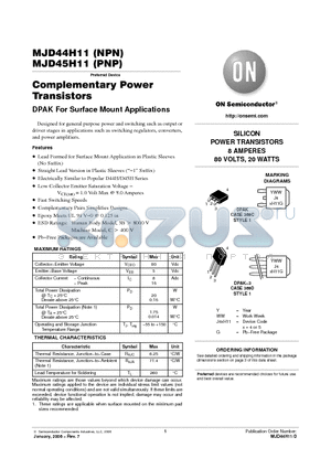MJD44H11RL datasheet - Complementary Power Transistors