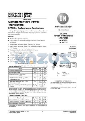 MJD44H11RL datasheet - SILICON POWER TRANSISTORS