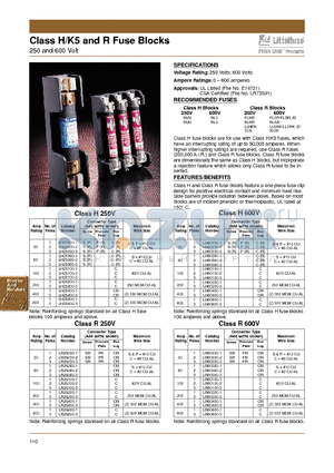 LR25060-1 datasheet - Class H/K5 and R Fuse Blocks