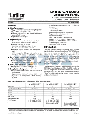 LA4032C-75TN44E datasheet - 3.3V/1.8V In-System Programmable SuperFAST High Density PLDs