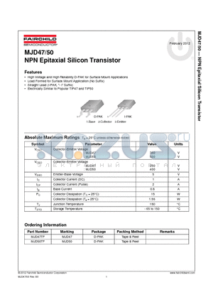 MJD50TF datasheet - NPN Epitaxial Silicon Transistor