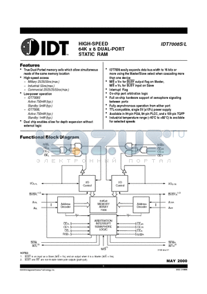 IDT7008L20J datasheet - HIGH-SPEED 64K x 8 DUAL-PORT STATIC RAM