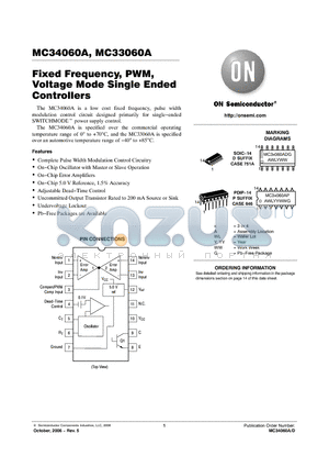 MC33060ADR2G datasheet - Fixed Frequency, PWM, Voltage Mode Single Ended Controllers
