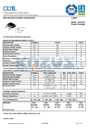 MJD86T datasheet - NPN SILICON PLANAR TRANSISTOR