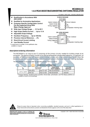 MC33063A-Q1 datasheet - 1.5-A PEAK BOOST/BUCK/INVERTING SWITCHING REGULATOR