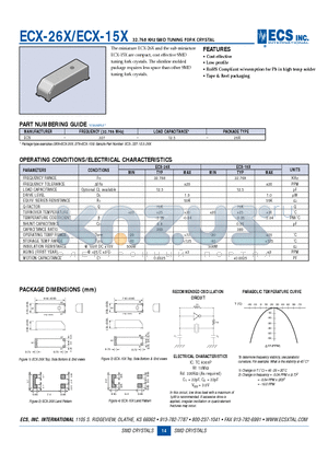 ECS-.327-12.5-26X datasheet - 32.768 KHz SMD TUNING FORK CRYSTAL