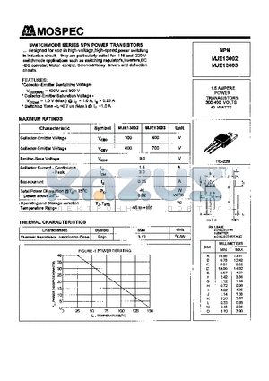 MJE13002 datasheet - POWER TRANSISTORS(1.5A,300-400V,40W)