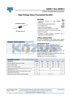 GI250-1 datasheet - High Voltage Glass Passivated Rectifier