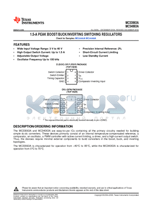 MC33063ADRE4 datasheet - 1.5-A PEAK BOOST/BUCK/INVERTING SWITCHING REGULATORS