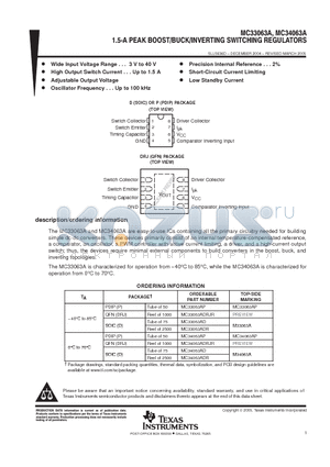 MC33063ADR datasheet - 1.5-A PEAK BOOST/BUCK/INVERTING SWITCHING REGULATORS