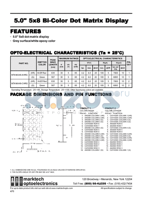 MTAN6446-CHRG datasheet - Marktech 5.00 5x8 Bi−Color Dot Matrix