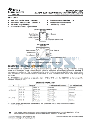 MC33063AP datasheet - 1.5-A PEAK BOOST/BUCK/INVERTING SWITCHING REGULATORS