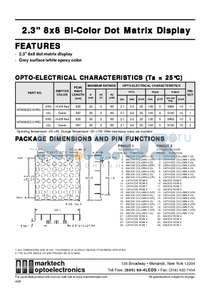 MTAN6423-CHRG datasheet - Marktech 2.30 8x8 Bi−Color Dot Matrix