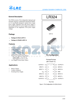 LR324_12 datasheet - Internally Frequency Compensated Large Voltage Gain