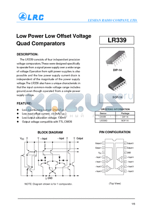 LR339 datasheet - Low Power Low Offset Voltage Quad Comparators