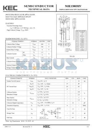 MJE13003HV_08 datasheet - TRIPLE DIFFUSED NPN TRANSISTOR