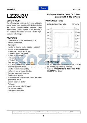 LR36685 datasheet - 1/2.7-type Interline Color CCD Area Sensor with 1 310 k Pixels