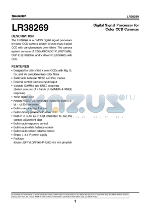 LR38269 datasheet - Digital Signal Processor for Color CCD Cameras