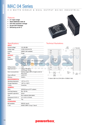 MAC04 datasheet - 4-6 WATTS SINGLE & DUAL OUTPUT DC/DC INDUSTRIAL