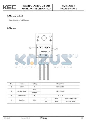 MJE13005F datasheet - TO-220IS PACKAGE
