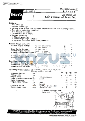 LA4446 datasheet - 5.5W 2-Channel AF Power Amp