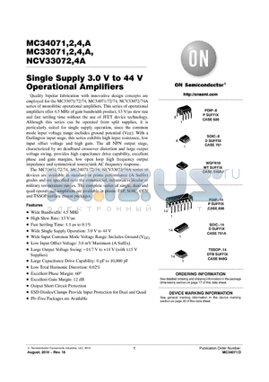 MC33072AD datasheet - Single Supply 3.0 V to 44 V Operational Amplifiers